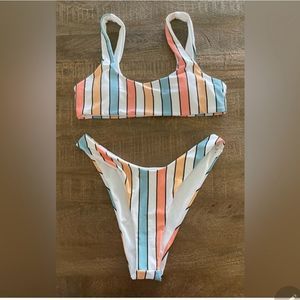 NWOT Striped Bikini Set